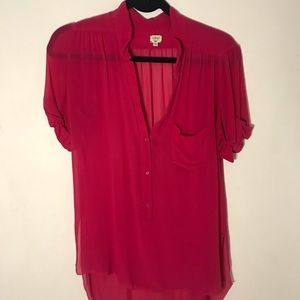 Wilfred Crimson Silk Button Down Blouse